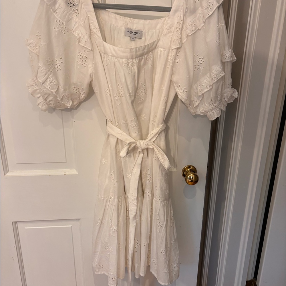 Elegant White Eyelet Midi Dress